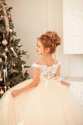 Cute Long Ball Gown Tulle Lace Little Girl Dress For Birthday Christmas Party_6