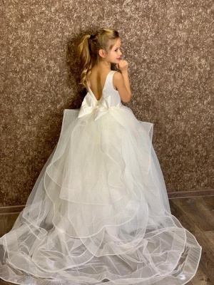 Long A-line Jewel Tulle Glitter Backless Little Girl Dress for Christmas Birthday Party_6