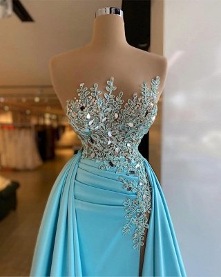 Sparkly Sequins Crystal Ruffles Mermaid Prom Dress with Detachable Train_2
