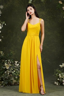 Classy Chiffon Spaghetti Straps A-line Backless Bridesmaid Dress With Split Pockets_1