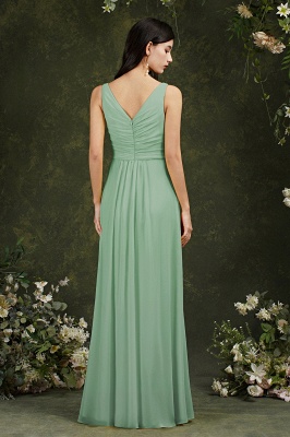 Long A-Line Chiffon Ruffles Split Floor-length Bridesmaid Dress With Pockets_2