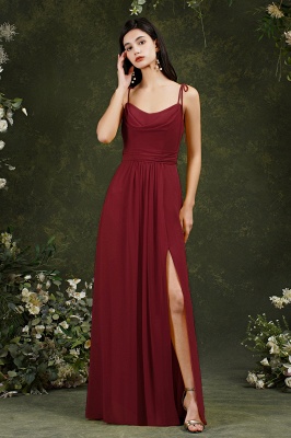 Classy Chiffon Spaghetti Straps A-line Backless Bridesmaid Dress With Split Pockets_6