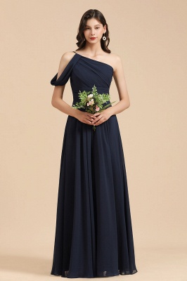 Elegant Black Asymmetrical One Shoulder  Sleeveless Bridesmaid Dress Gown
