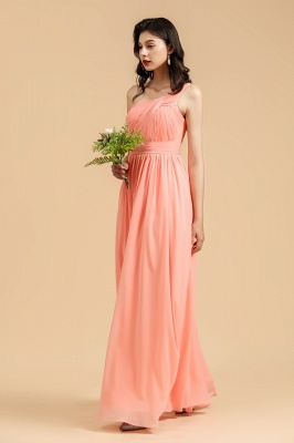 Simple Pink Asymmetrical Sleeveless A-Line Chiffon Bridesmaid Dress_3