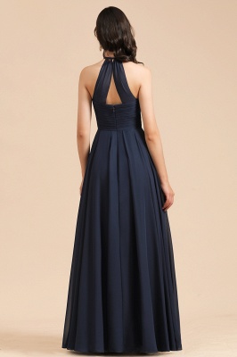Elegant Black Halter Sleeveless Bridesmaid Dress Gown_8