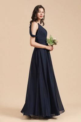 Elegant Black Asymmetrical One Shoulder  Sleeveless Bridesmaid Dress Gown_2