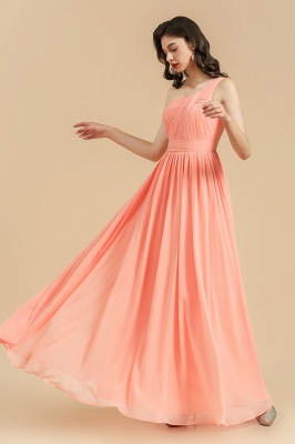 Simple Pink Asymmetrical Sleeveless A-Line Chiffon Bridesmaid Dress_5