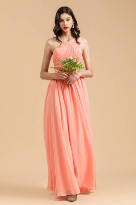 Simple Pink Asymmetrical Sleeveless A-Line Chiffon Bridesmaid Dress_6