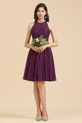 Simple Red Knee-length Bateau Bridesmaid Dress Gown