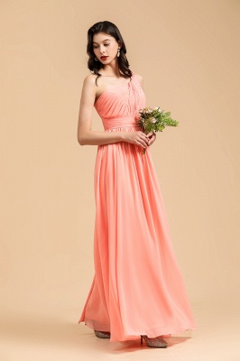 Simple Pink Asymmetrical Sleeveless A-Line Chiffon Bridesmaid Dress_4