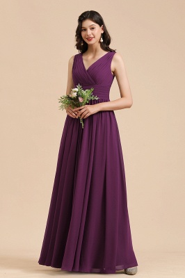 Elegant Red V-Neck  A-Line Bridesmaid Gown