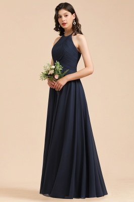 Elegant Black Halter Sleeveless Bridesmaid Dress Gown