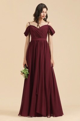 Elegant Spaghetti Strap Sweetheart A-Line Off the Shoulder Bridesmaid Gown