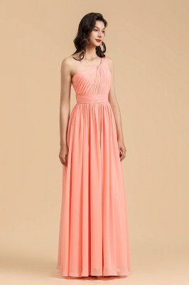Simple Pink Asymmetrical Sleeveless A-Line Chiffon Bridesmaid Dress_1