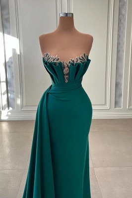 Elegant Green Floor Length Mermaid Zipper Sleeveless Prom Dress with Ruffles_2