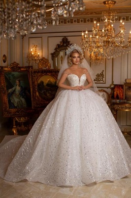 Fabulous Sweetheart Off the Shoulder Zipper Lace Ball Gown Wedding Dress with Appliques_1
