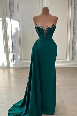 Elegant Green Floor Length Mermaid Zipper Sleeveless Prom Dress with Ruffles_1