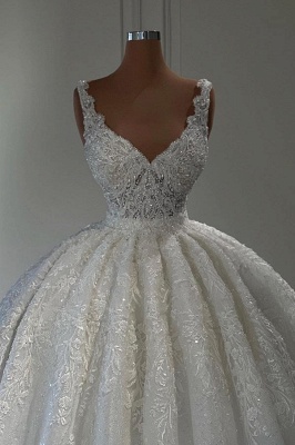 Charming Sweetheart Sleeveless Lace Ball Gown Wedding Dress with Ruffles_2