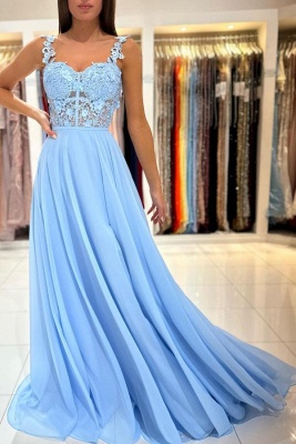 Elegant Sweetheart Spaghetti Strap Front Split Sleeveless Chiffon Prom Dress with Ruffles_9