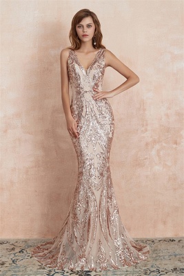 Chic Straps A-line V-neck Mermaid Prom Dress_4