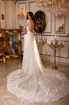 Charming Sweetheart Floor Length Long Sleeves Wedding Dress with Ruffles_2