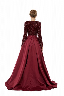 Charming Ruby V-Neck Long Sleeves A-line Prom Dress_6