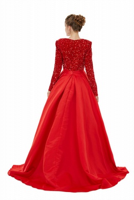 Charming Ruby V-Neck Long Sleeves A-line Prom Dress_3