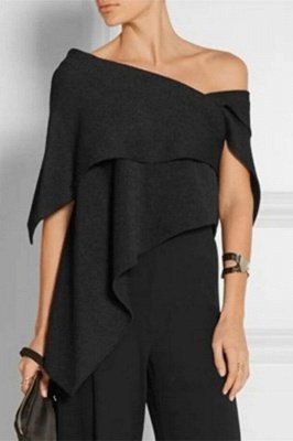 Charming Black Asymmetrical Sleeveless Floor Length Chiffon Jumpsuit Formal Dress_2