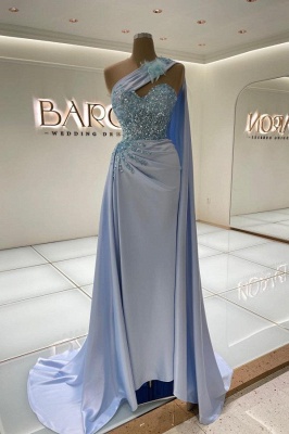 Charming Asymmetrical Beading Sleeveless Stretch Satin Prom Dress with Ruffles_1