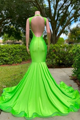 Trendy Sequined Deep V-neck Sleeveless Stretch Satin Prom Dress with Appliques_5