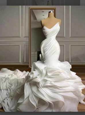 Charming Sweetheart Sleeveless Tiered Wedding Dress with Ruffles_1