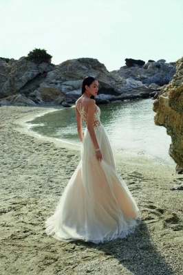 Daffodil Jewel Floor Length Tulle Lace Wedding Dress_2
