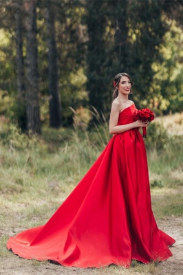 Charming Ruby A-Line One Shoulder Satin Wedding Dress with Ruffles_4