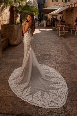 Charming Sweetheart Mermaid Wedding Dress with Chapel Train_5