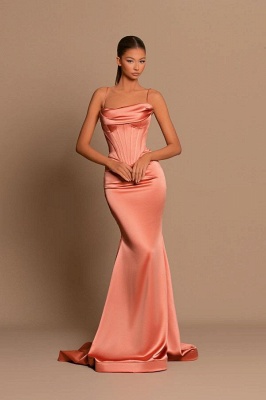 Pinkish Spaghetti Straps Floor Length Prom Dress with Ruffles_1