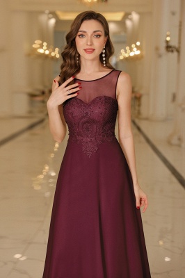 Elegant Floor-Length Sleeveless Jewel Neck A-Line Lace Chiffon Prom Dresses_21