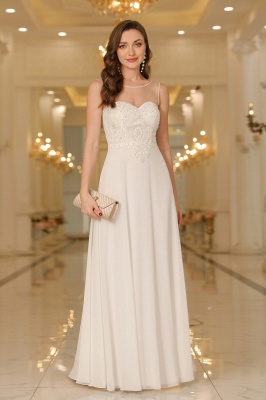 Elegant Floor-Length Sleeveless Jewel Neck A-Line Lace Chiffon Prom Dresses_6