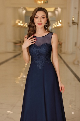Elegant Floor-Length Sleeveless Jewel Neck A-Line Lace Chiffon Prom Dresses_13