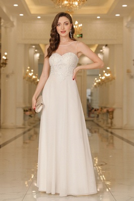 Elegant Floor-Length Sleeveless Jewel Neck A-Line Lace Chiffon Prom Dresses_17