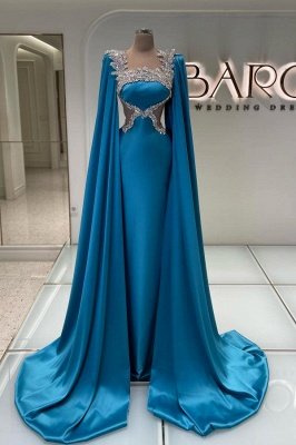 Deluxe Square Neck Satin Mermaid Prom Dresses with Watteau Train