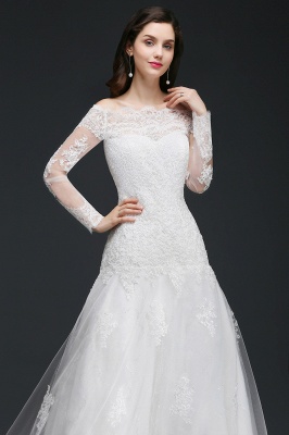 ADELYNN | A-line Sweep-train Ivory Wedding Dress with Lace_6