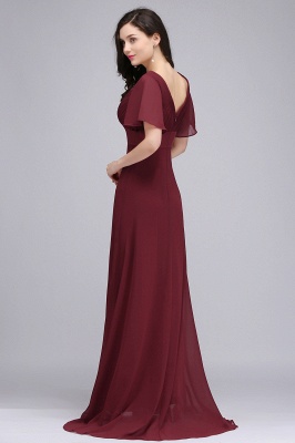 COLETTE | A-line Floor-length Chiffon Burgundy Prom Dress with Soft Pleats_9