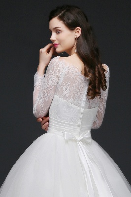 Princess Scoop Tulle White Wedding Dress With Lace_7