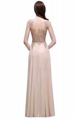 Elegant Sheer Lace Applique Chiffon Floor Length Long Evening Dress_5
