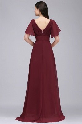 COLETTE | A-line Floor-length Chiffon Burgundy Prom Dress with Soft Pleats_8
