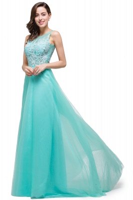 A-line Court Train Tulle Evening Dress with Appliques_12
