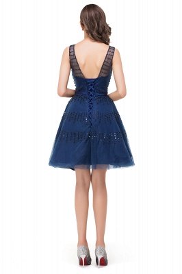 A-Line Sleeveless Crew Tulle Appliques Short Prom Dresses_3