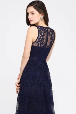 CHAYA | Sheath V-neck Floor-length Navy Blue Lace Prom Dress_13