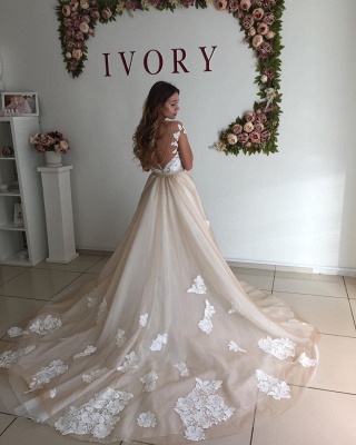 Sweetheart Cap Sleeve Applique Sheath Tulle Wedding Dresses With Detachable Skirt_3