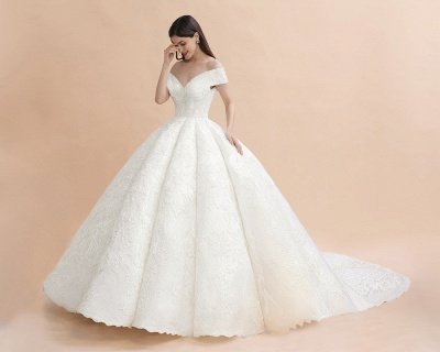Princess Sweetheart Lace Ball Gown Wedding Dresses | Off The Shoulder Bridal Gown_8